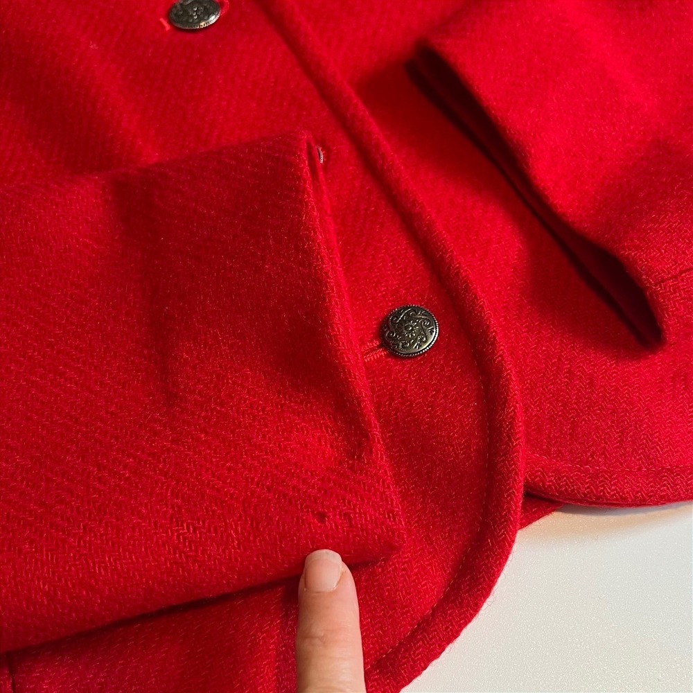 Vintage Pendleton Women's M Cropped Blazer Jacket Virgin Wool Red Heritage Retro - Picture 6 of 12
